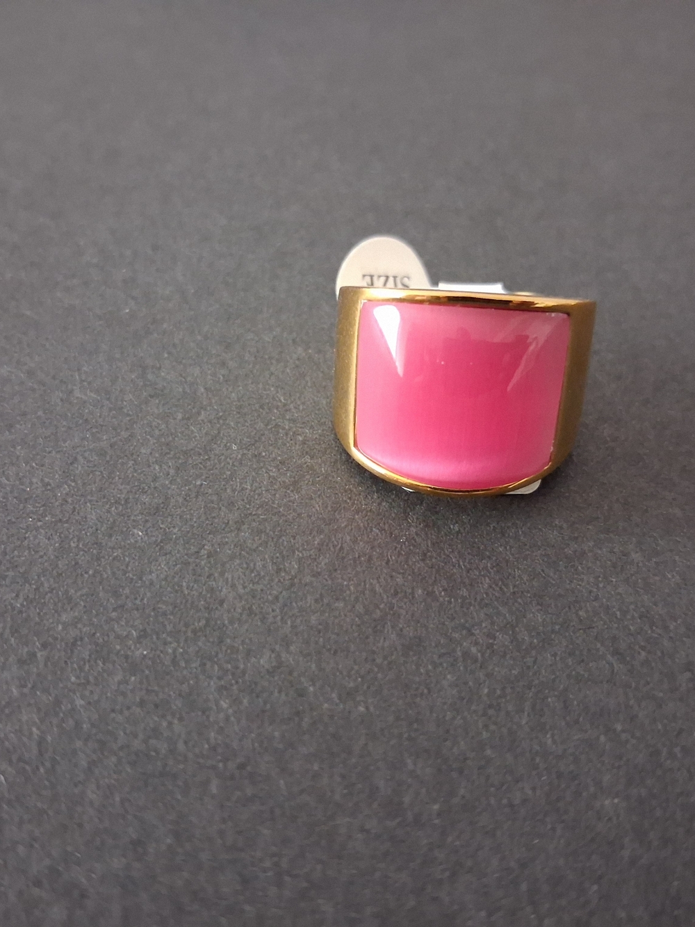 Gold-Tone Pink Enamel Statement Ring